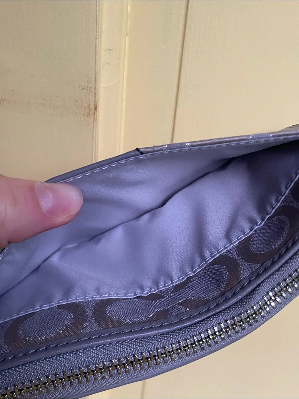 Coach Y2K Gray Wallet with Signature Jacquard & Leather Trim